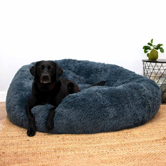 Giant Super Plush Donut Dog Bed 130cm Graphite