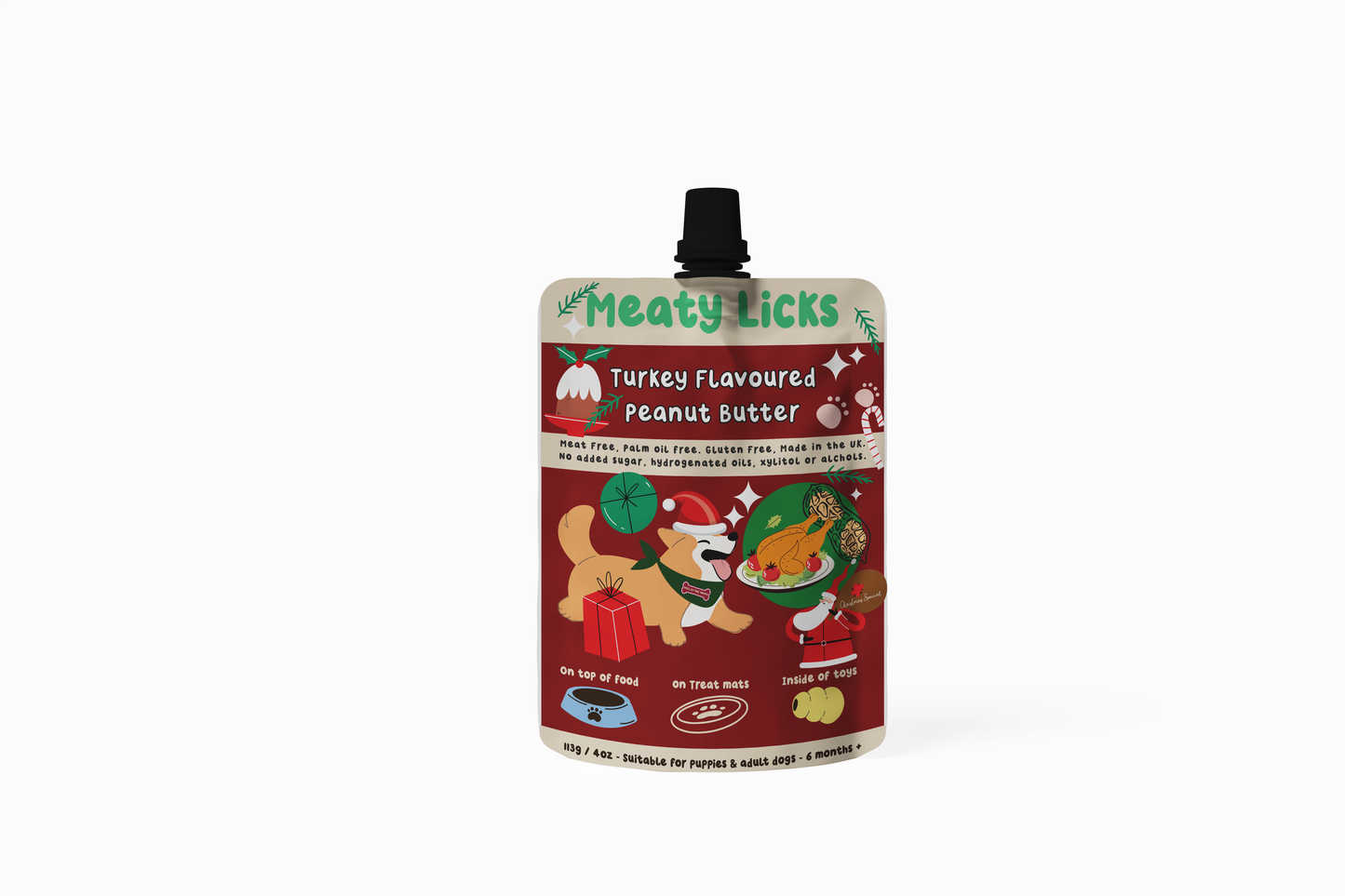 Roast Turkey Flavoured Peanut Butter Pouch for dogs 113g4oz
