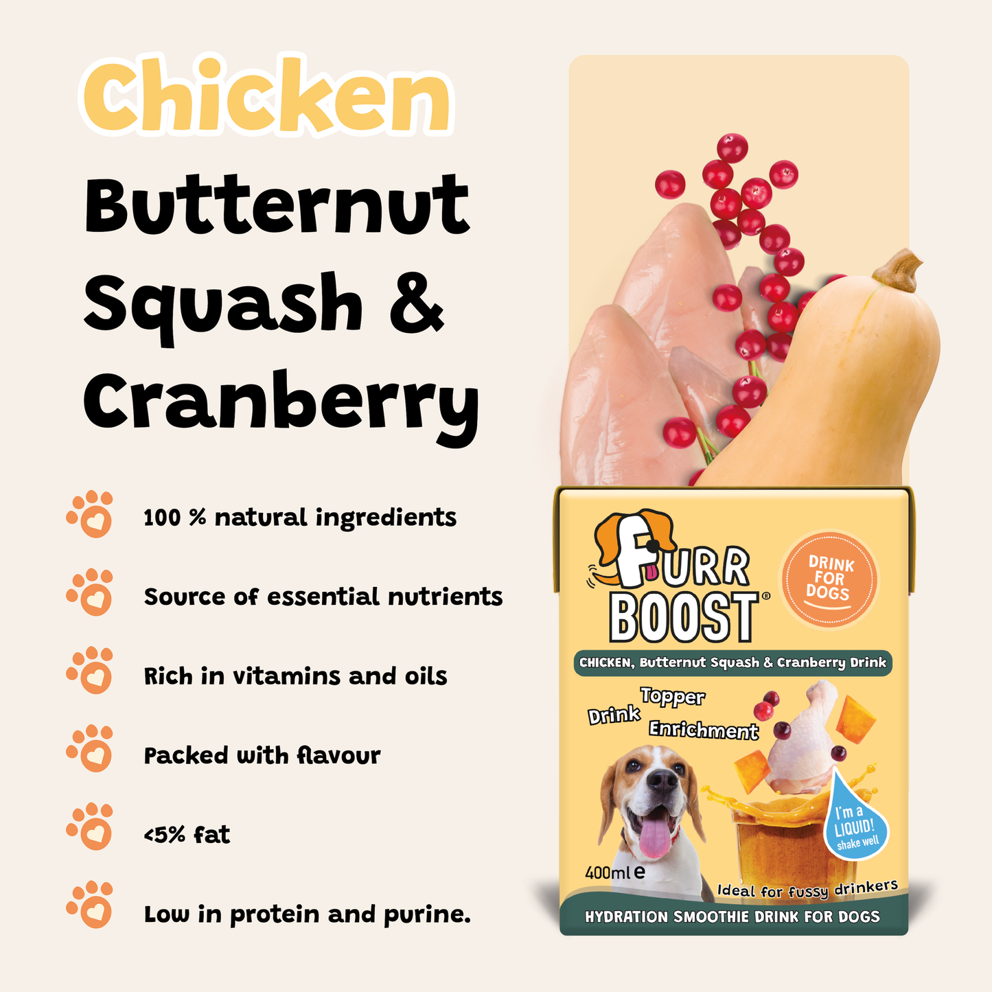 Chicken, Butternut Squash & Cranberry Furr Boost