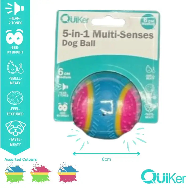 5-in-1 Multi-Senses Dog Toy Ball 8cm
