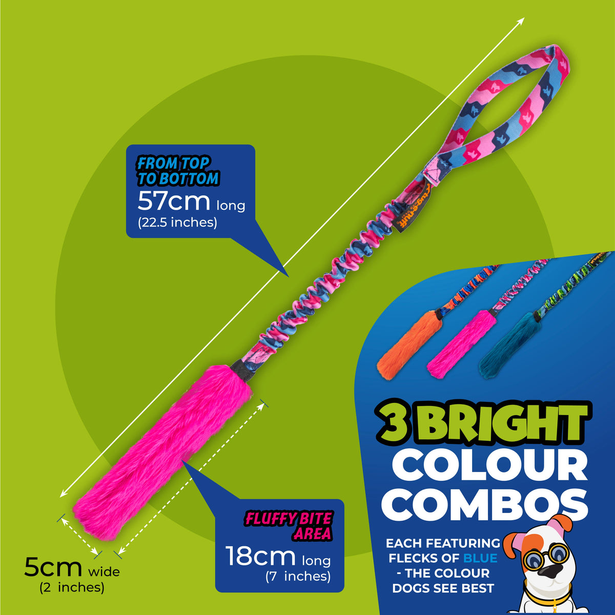 Bright Fauxtastic | Tough Dog Toy | Tug-E-Nuff