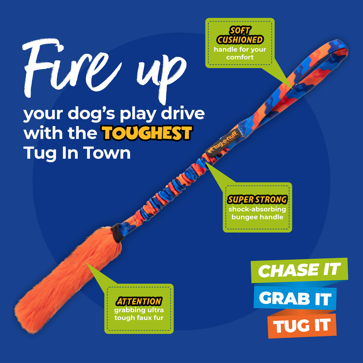 Bright Fauxtastic | Tough Dog Toy | Tug-E-Nuff