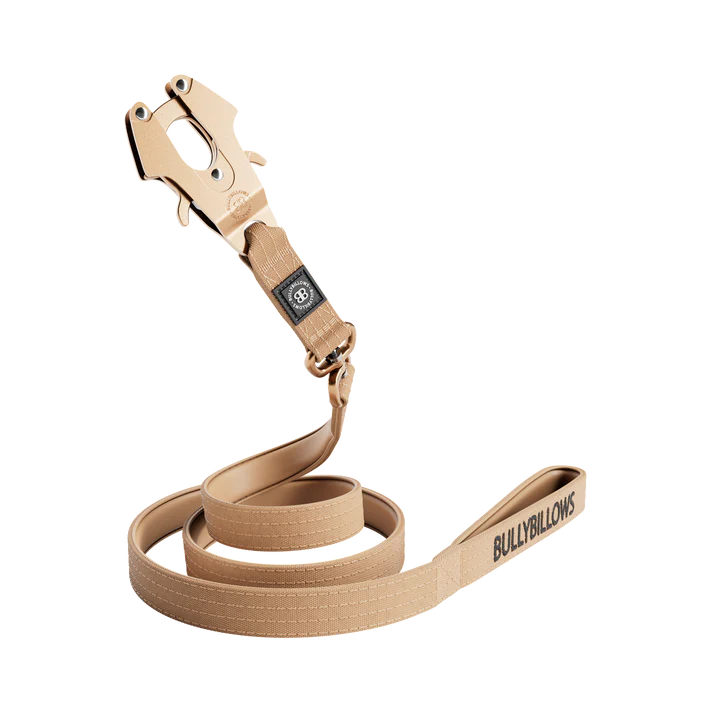1.4m LIGHTER Swivel Combat Lead | Neoprene Lined, Secure Rated Clip with Soft Handle - Tan x Tan