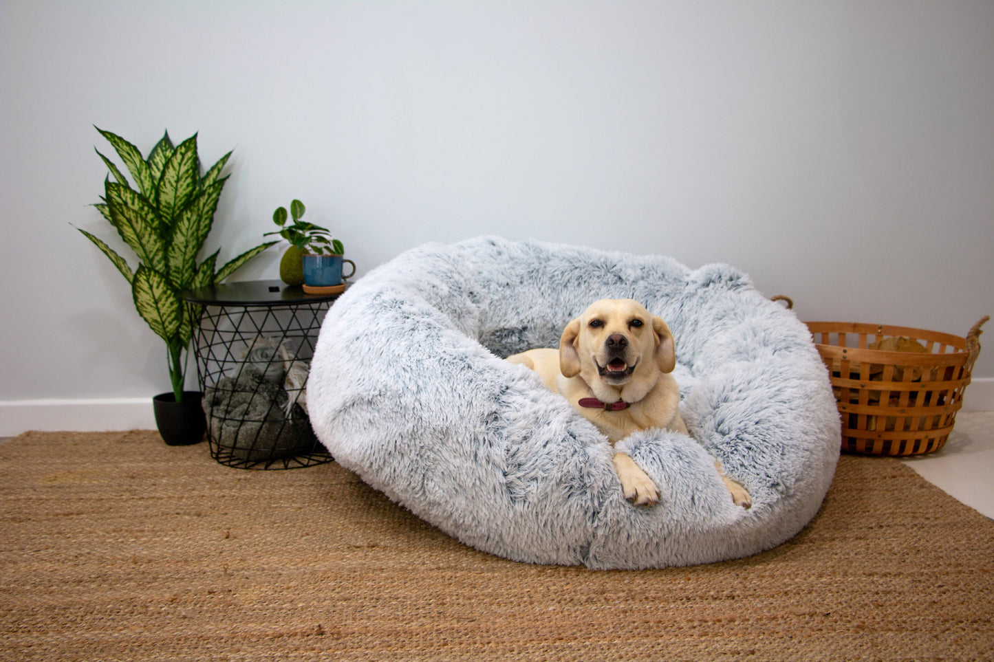 Giant Super Plush Donut Dog Bed 130cm Slate Grey