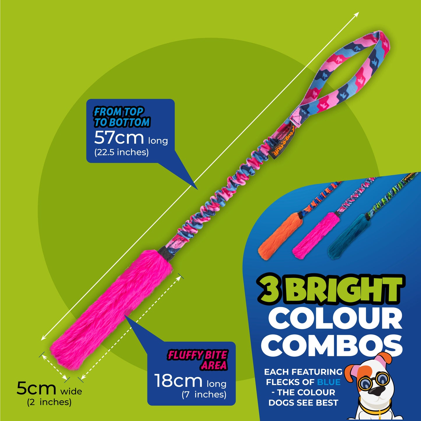 Bright Fauxtastic | Tough Dog Toy | Tug-E-Nuff