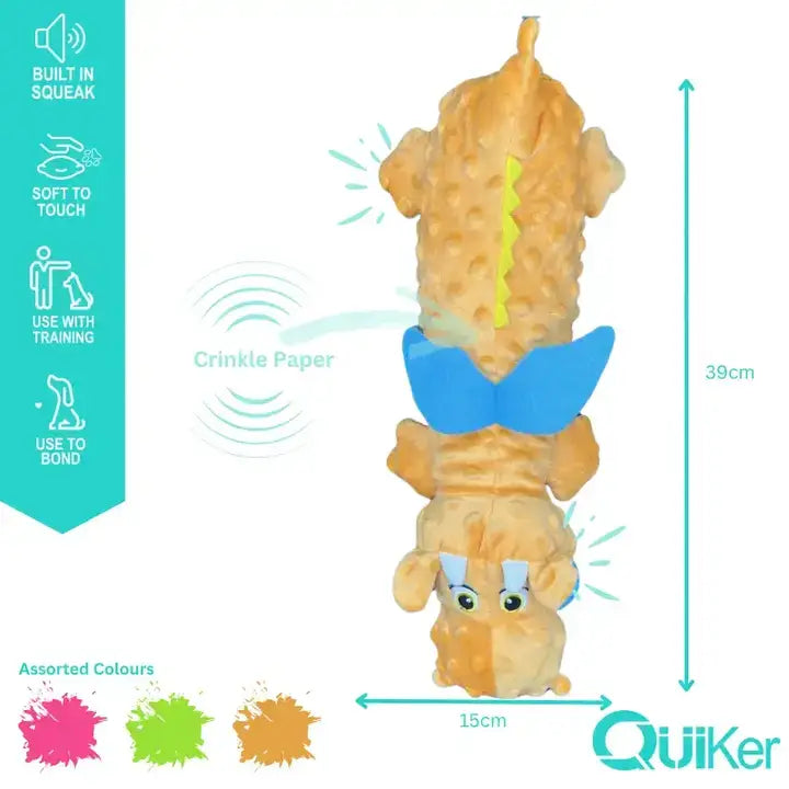 Plush Crinkle & Squeak Dragon Dog Toy