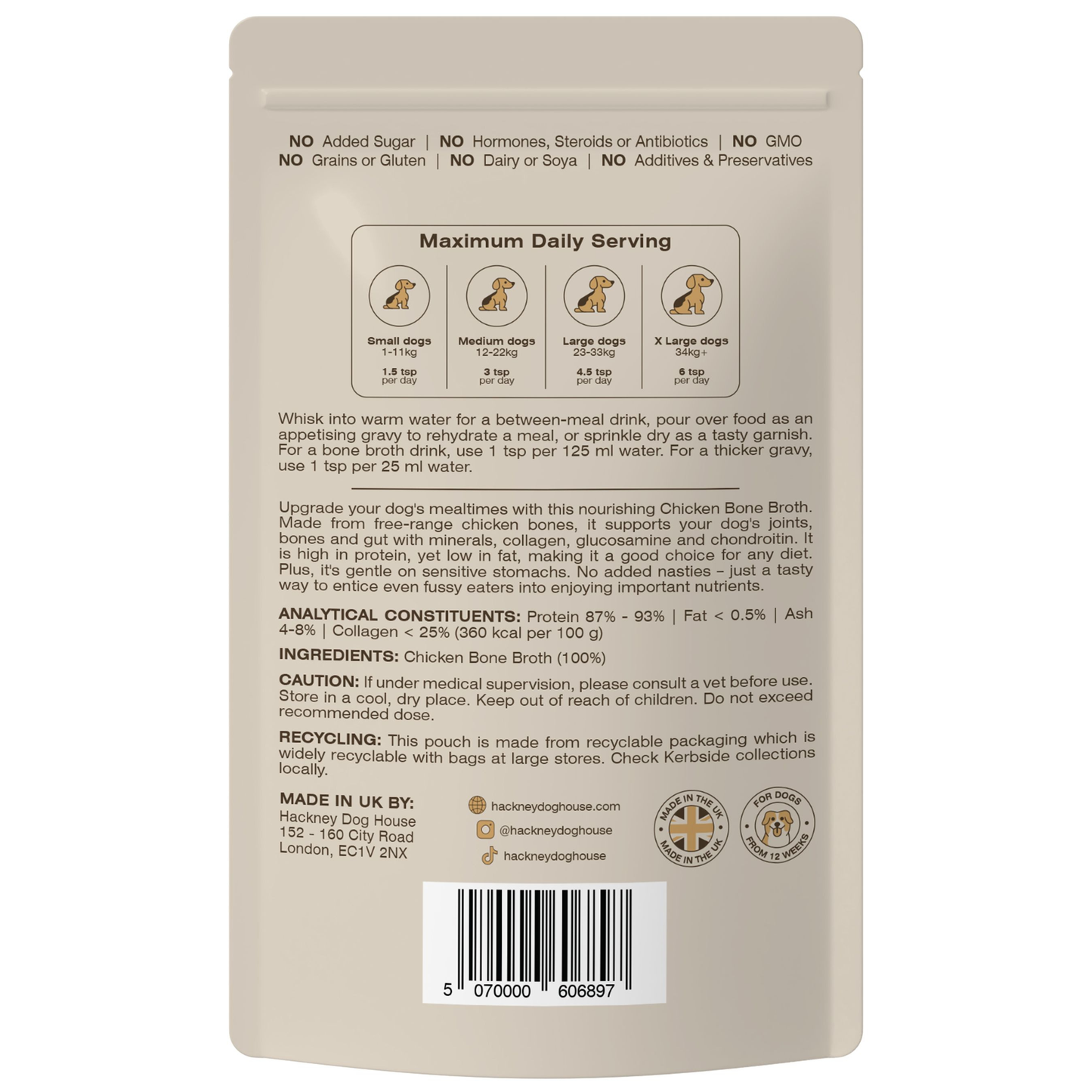 Chicken Bone Broth for Dogs | Dog Gravy Food Topper for Picky Eaters