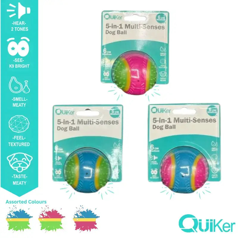 5-in-1 Multi-Senses Dog Toy Ball 8cm