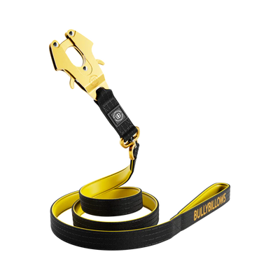 1.4m LIGHTER Swivel Combat Lead | Neoprene Lined, Secure Rated Clip with Soft Handle - Black, Yellow & Gold