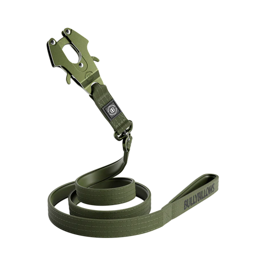 1.4m LIGHTER Swivel Combat Lead | Neoprene Lined, Secure Rated Clip with Soft Handle - Khaki x Khaki