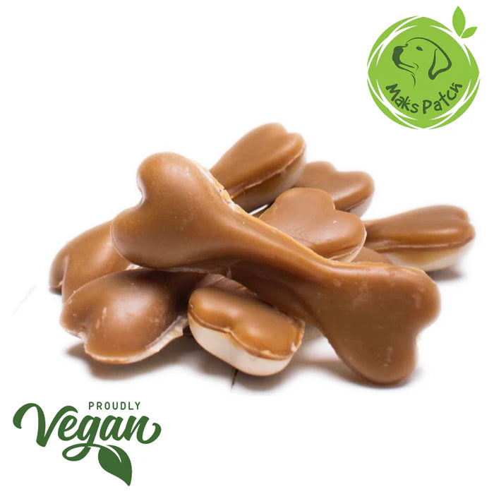 Vegan dual‑sided bone‑shaped dog treat from Woogle Wares