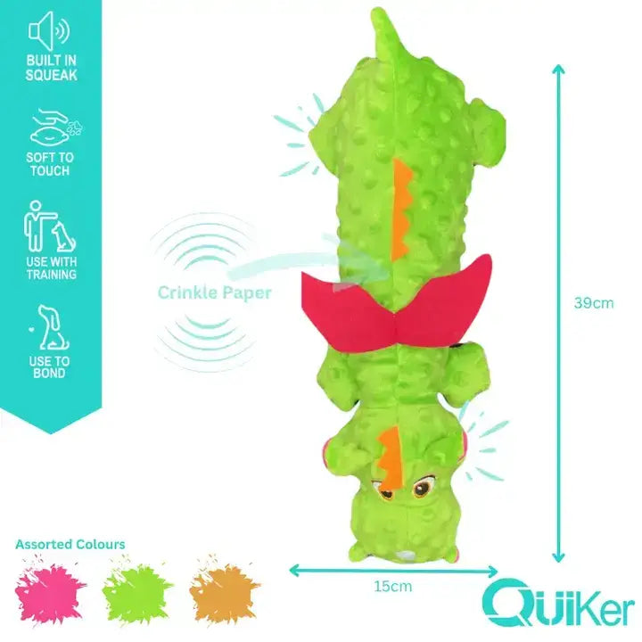 Plush Crinkle & Squeak Dragon Dog Toy