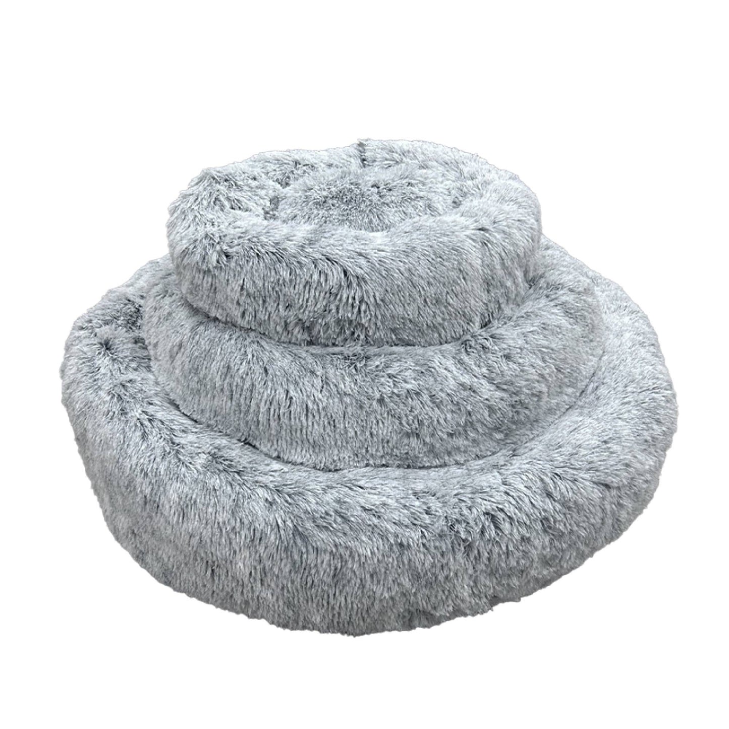 Super Soft Plush Donut Dog Bed Slate Grey