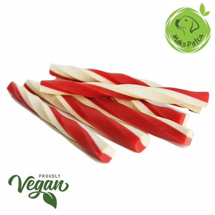 Cheese and tomato flavoured vegan dog chew sticks from Woogle Wares