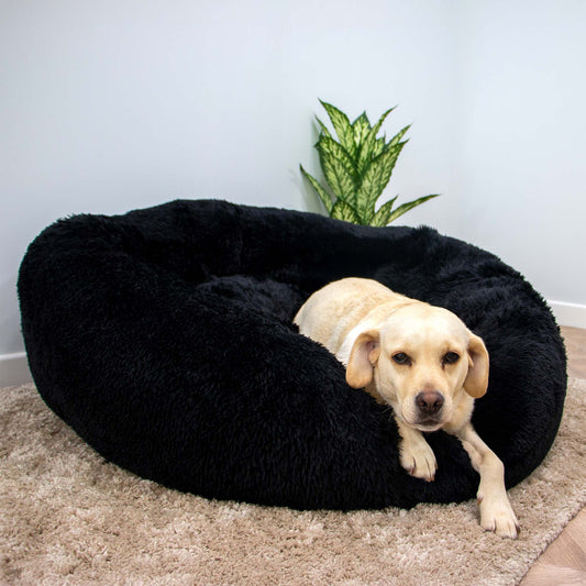 Giant Super Plush Donut Dog Bed 130cm Black