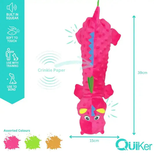 Plush Crinkle & Squeak Dragon Dog Toy