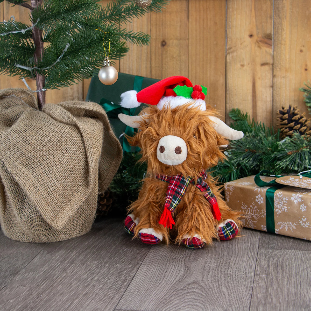 Festive Fergus Highland Cow Dog Toy