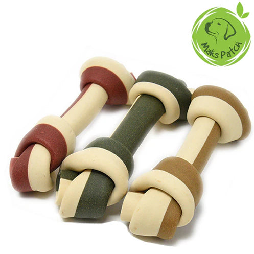 Vegan dog chew in knotted bone shape from Woogle Wares – hypoallergenic and meat‑free